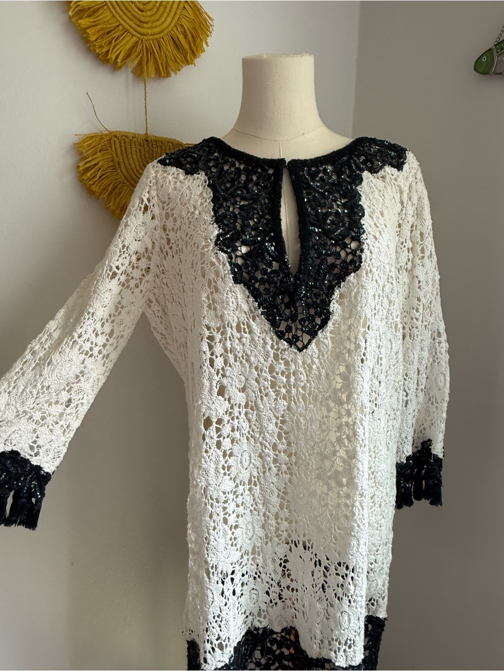 NWT Calypso St. Barth sequin / lace crotchet tunic